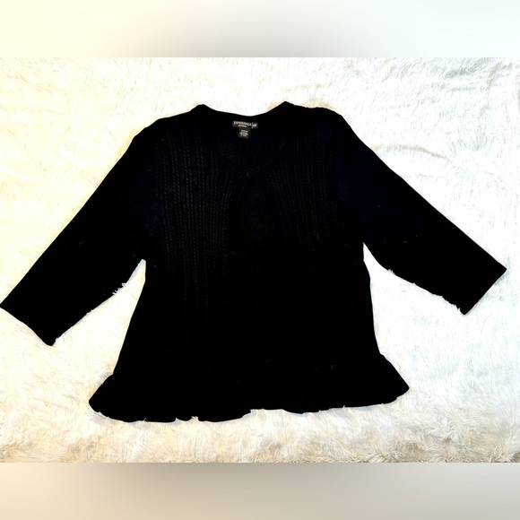 Women’s 2XL Esperanza Peplum Open Front Cardigan – Black - Picture 1 of 6
